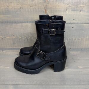 Frye Sabrina Moto Engineer Boots  77039BLK MADE IN USA Women's 7